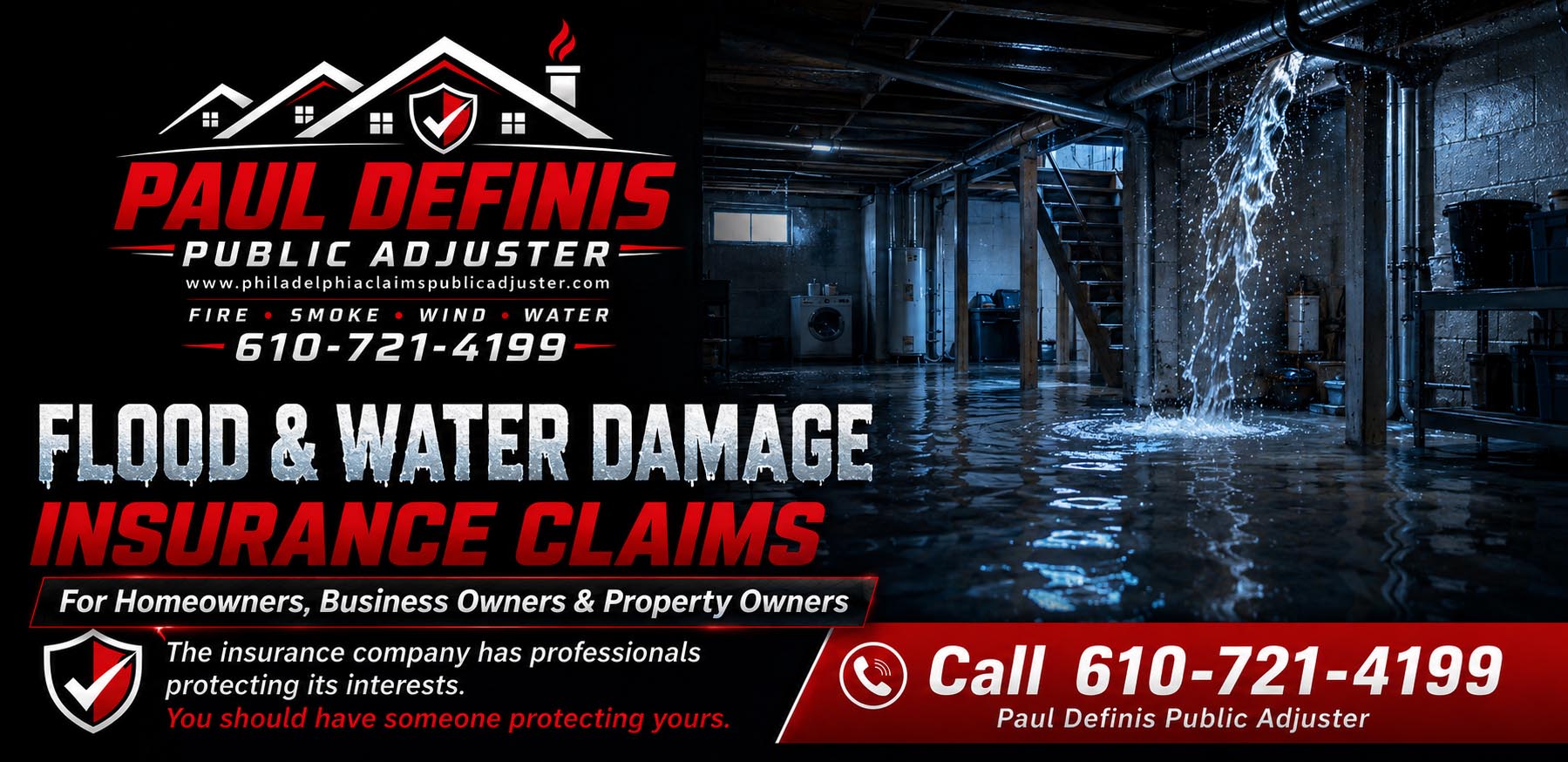 Public adjuster 19136 Philadelphia handling residential and commercial insurance claims for fire, water, storm and property damage in Philadelphia, Main Line, Bucks County, Montgomery County, Delaware County and New Jersey. Lowest contingent fees, maximum settlements. Call 610-721-4199.
